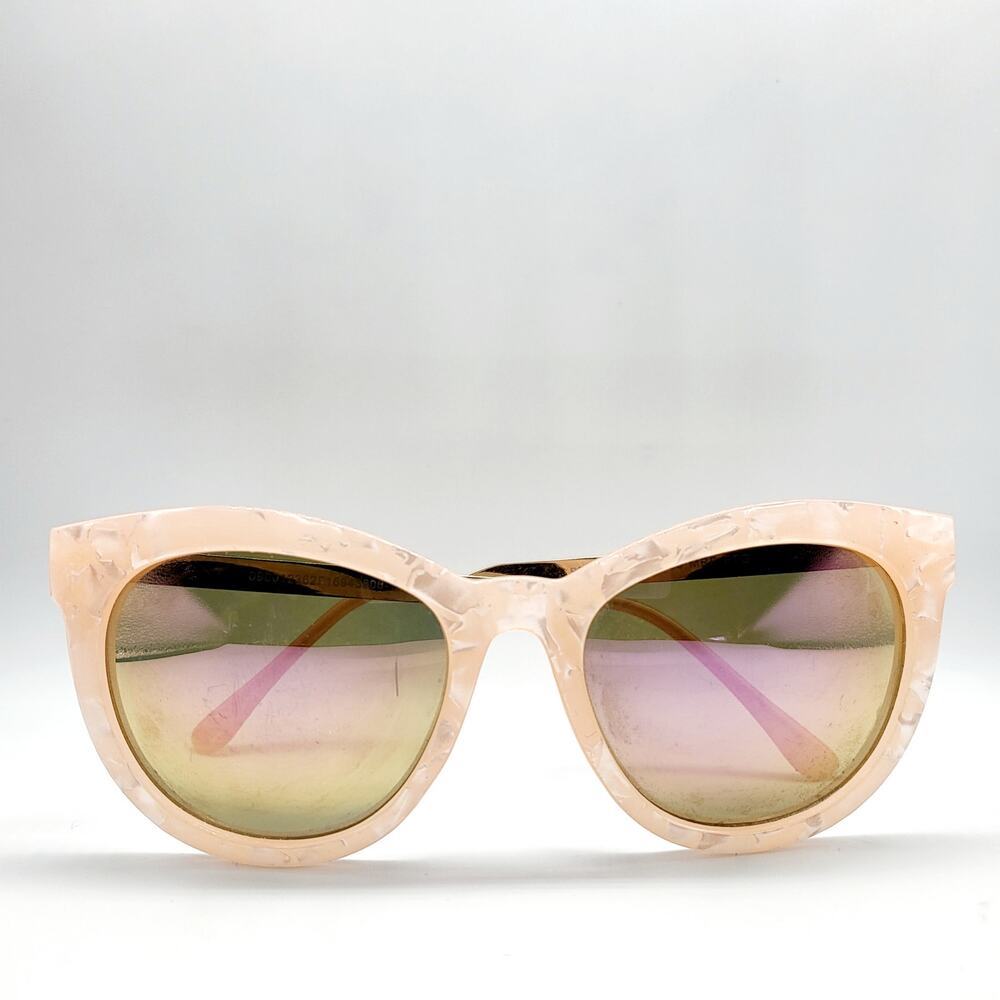 Pink Faux Marbel & Gold Classic Round Sunglasses